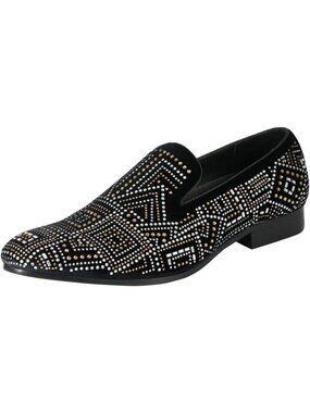 Amali Men's Black Velvet Tuxedo Loafers Slip On Formal Wedding Dress Shoes